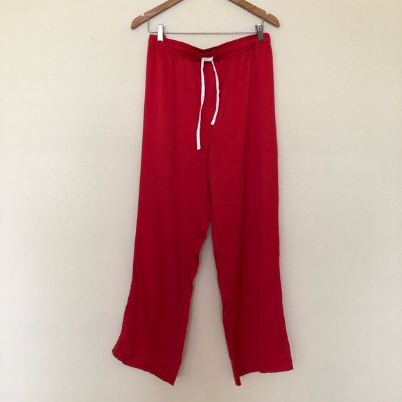 Ink + Ivy.  Red Satin Pajamas Set Button Down Top Drawstring Pants Size XXL - Picture 6 of 9